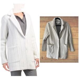 Rachel Zoe striped wool blend snap button coat, size medium